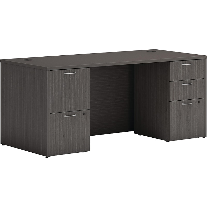 HON Mod 66"W Computer Desk, Slate Teak (HLPLDS66PSTM1) image 1