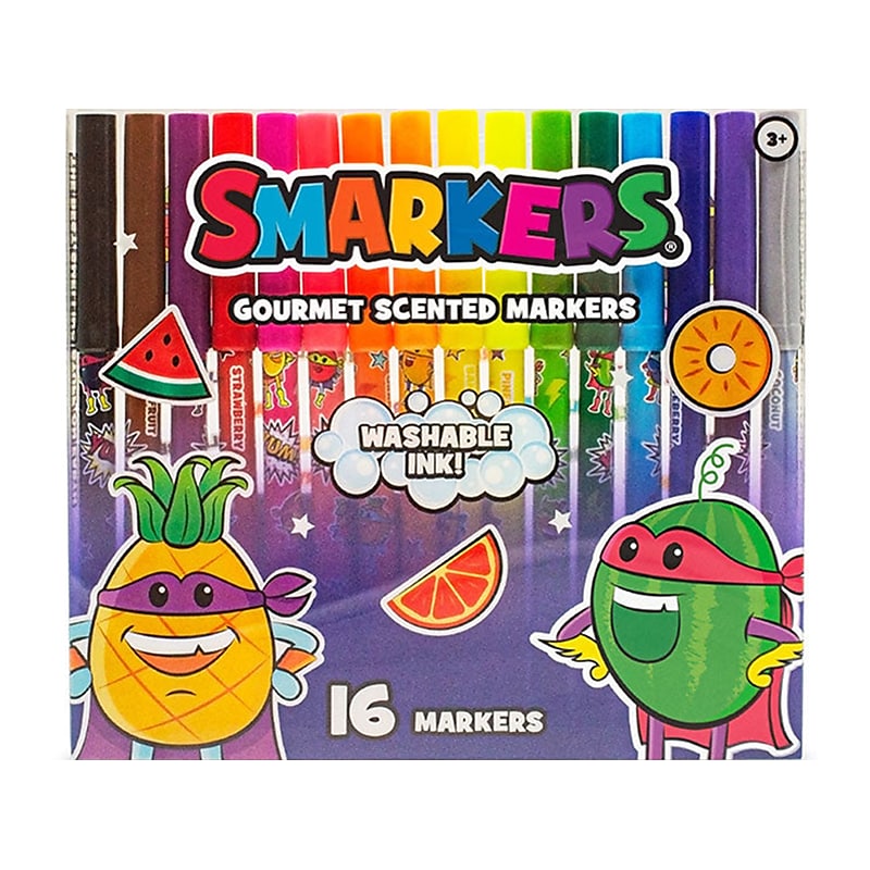 Scentco Smarkers Washable Markers, Assorted Colors, 16/Pack (MKSM16) image 1
