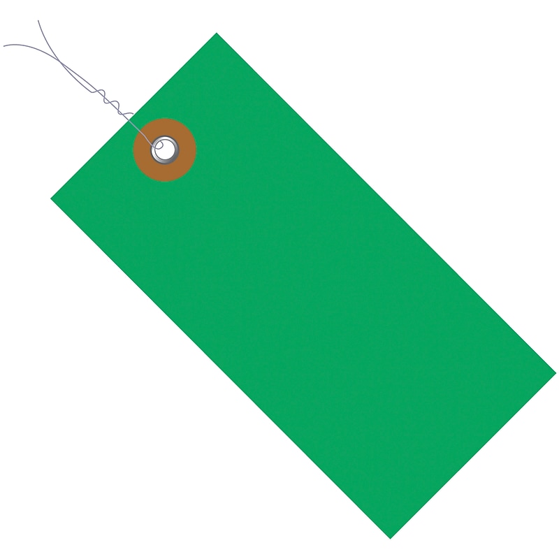 Pre-Wired Shipping Tags, #5 4 3/4" x 2 3/8", Green, 100/Pack (G14053C) image 1