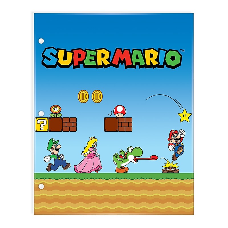 Innovative Designs Super Mario 3-Hole Punched 2 Pocket Portfolio Folder, Multicolored (717890MB-SA) image 1