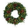 Nearly Natural 24 in. Pre-Lit Mixed Pine Wreath, Green (W1117)~#|#~BEDB3BE2-2191-4A82-9419A044AF1C5E6D_sc7