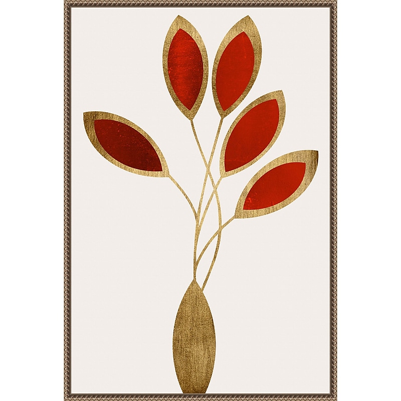 Amanti Art Five Red Flowers by Kubistika  Framed Canvas Wall Art Print, 23" x 33" (A42678302736) image 1