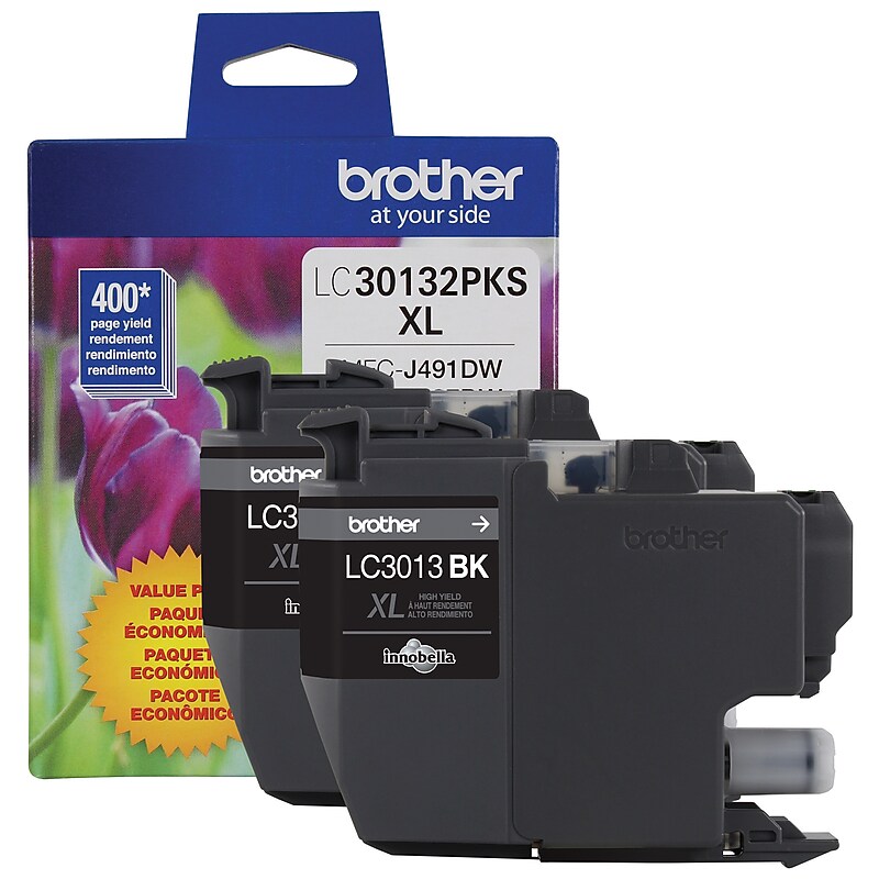 Brother LC30132 Black High Yield Ink Cartridge, 2/Pack (LC30132PKS) image 1
