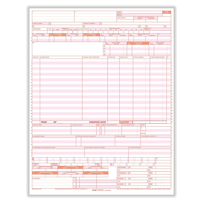 ComplyRight UB-04 Hospital Claim Form, 500 Forms/Pack (UB04LC5) image 1