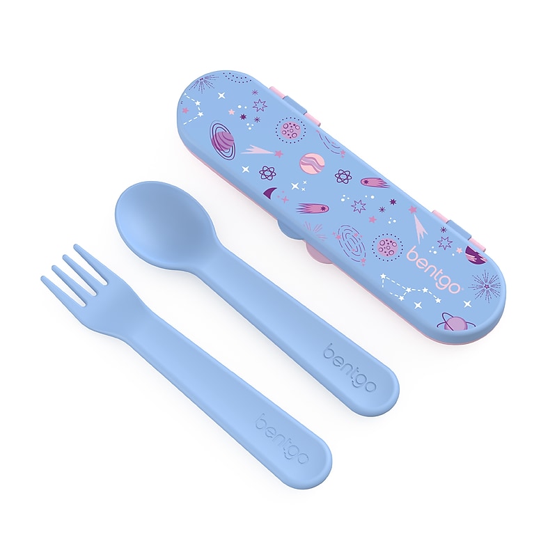 Bentgo Kids Plastic Utensil Set, Lavender Galaxy (BGKDUTPL-GLX) image 1