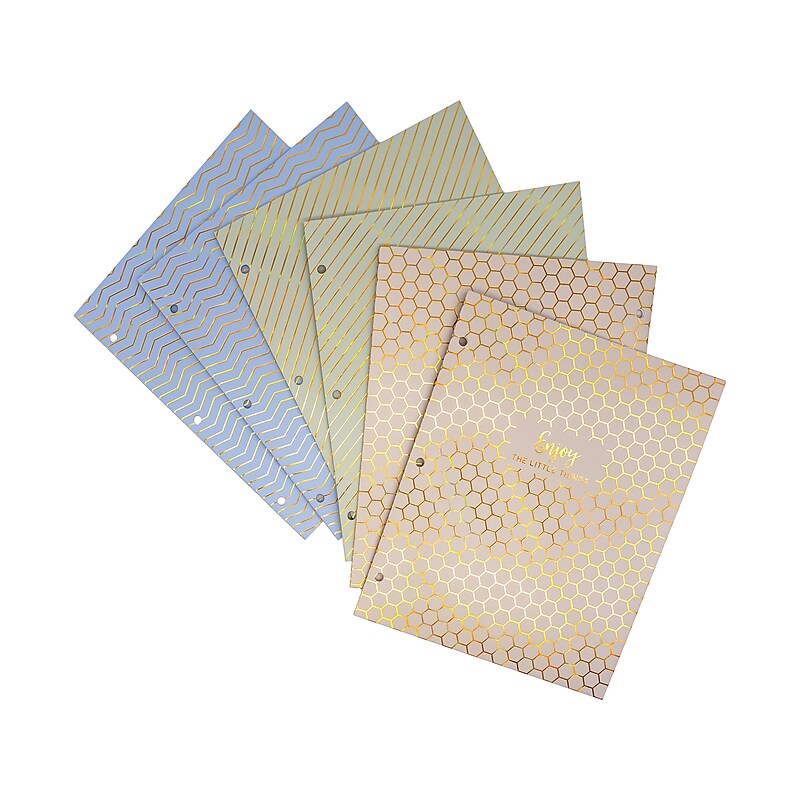 Pukka Pad Haze 3-Hole Punched 2-Pocket Cardstock Portfolio Folders, Assorted Colors, 6/Pack (9980(AST)-HZE) image 1
