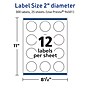 Avery Laser/Inkjet Round Multipurpose Labels, White, 12 Labels/Sheet, 25 Sheets/Pack (94501-TWMP25)~#|#~BF032997-D760-459C-81C9B9ABA7313FC3_sc7