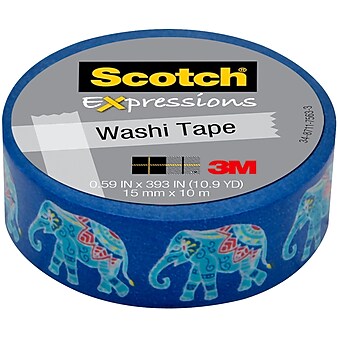 Scotch® Expressions Washi Tape, .59" x 10.91 yds., Elephants (C314-P125)