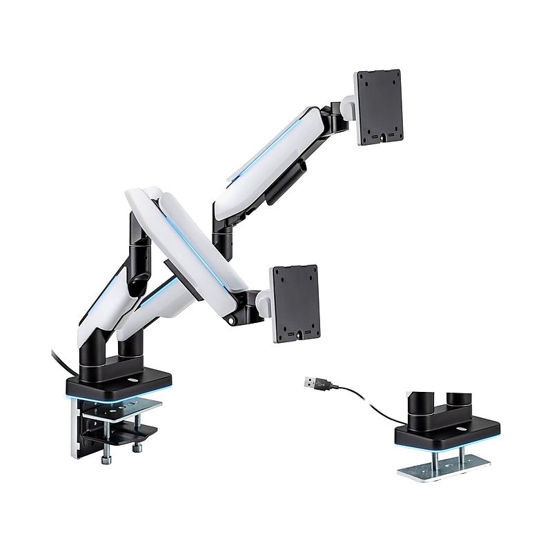 Mount-It! Adjustable Dual Monitor Arm, Up to 35" Monitor, Grayish White/Matte Black (MI-4882) image 1