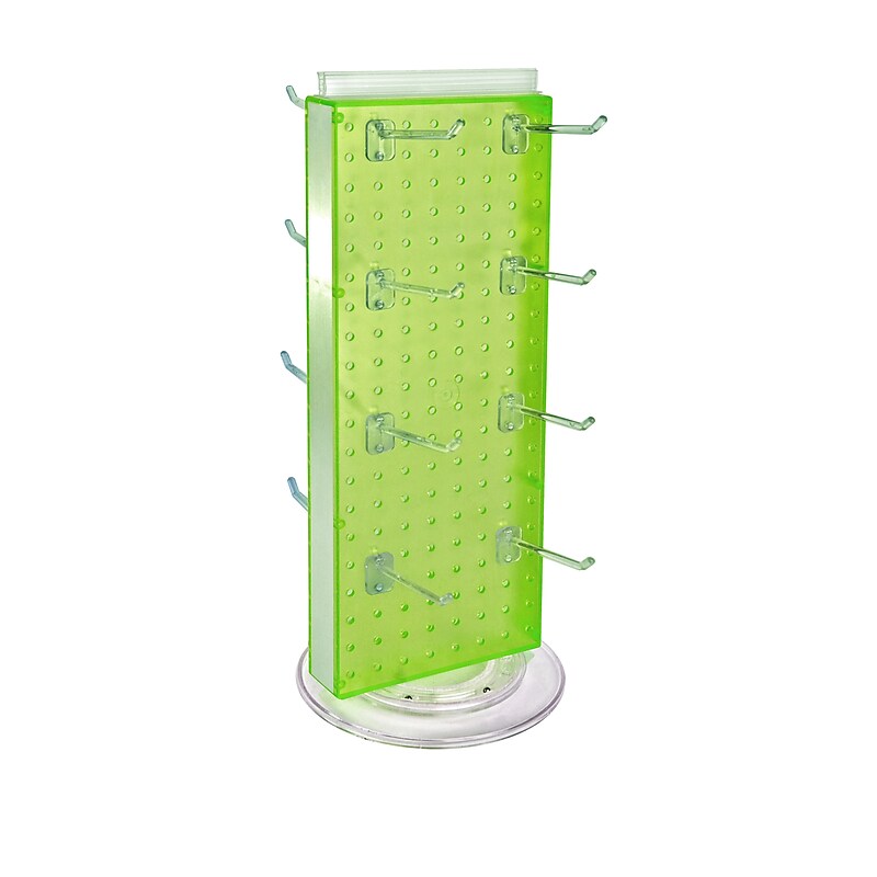 Azar Displays 20”H x 8”W Pegboard Counter Display with 16 4" Hooks, Green(700508-GRE-4C16) image 1