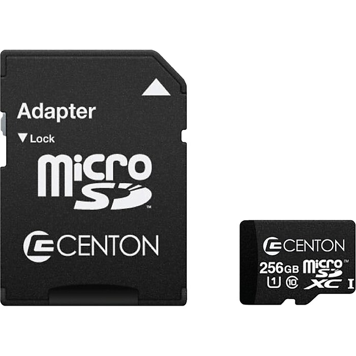 Centon 256GB microSDXC Memory Card with Adapter, Class 10, UHS-I