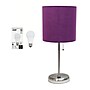 Creekwood Home Oslo 19.5" LED Table Lamp, Brushed Steel/Purple Shade (CWT-2012-PR-LB)~#|#~BF27AE9B-44C3-45B5-A14EA78BFA6BEBED_sc7