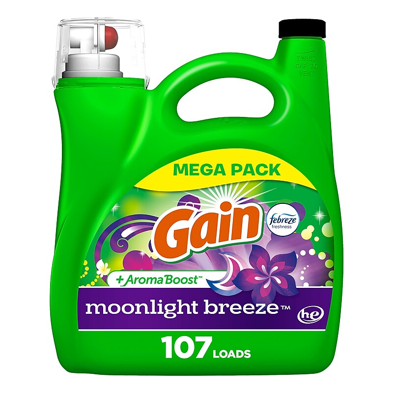 Gain Aroma Boost HE Liquid Laundry Detergent, Moonlight Breeze Scent, 107 Loads, 154 fl oz. (77196) image 1