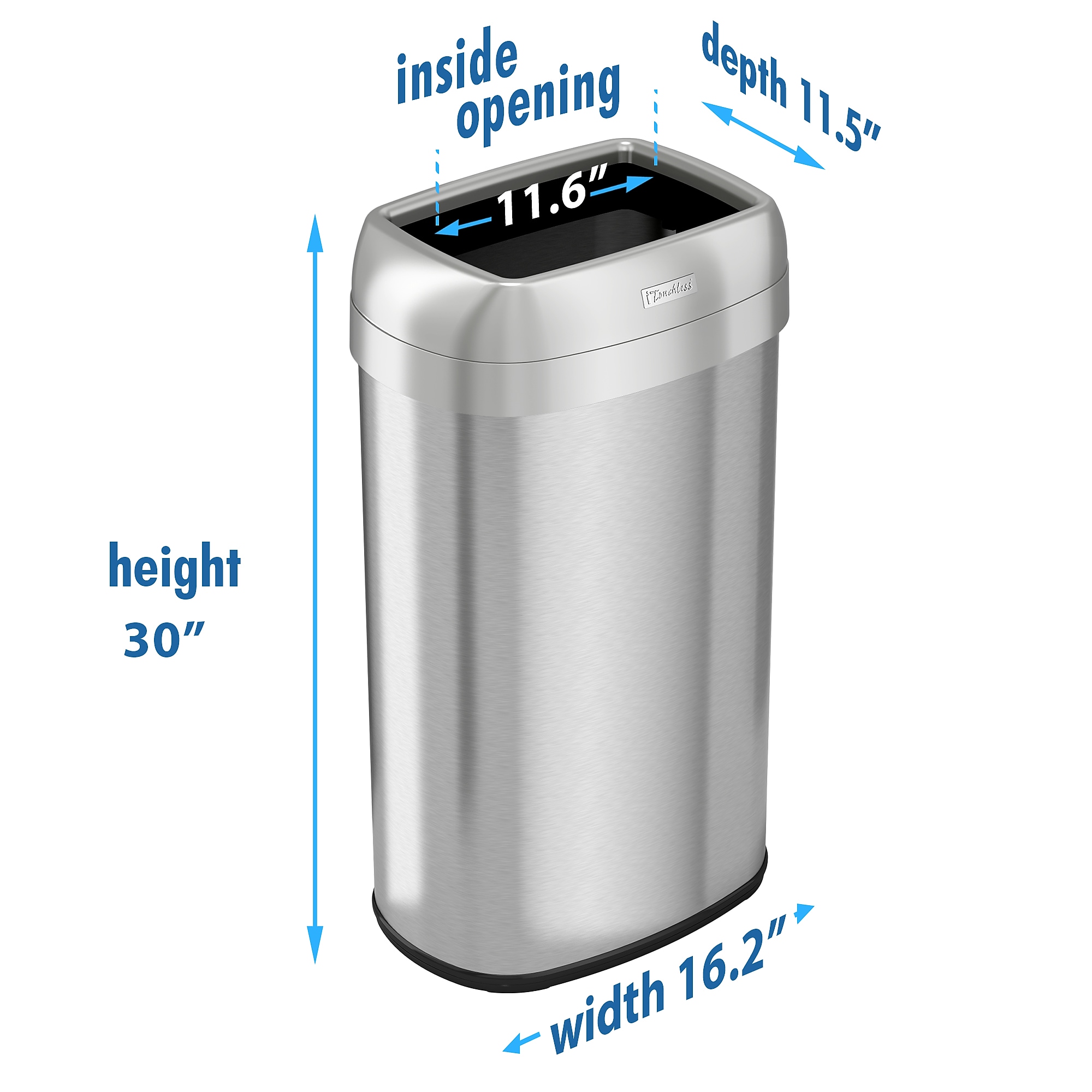 iTouchless Dual-Deodorizer Stainless Steel Trash Can, 16 gal., Brushed Steel (OL16STV) Sansujyuku sansujyuku.com