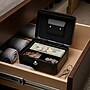 Excello Brands Steel Cash Box with Key Lock, 4 Compartments, Black (CHBX-6202-KY)~#|#~BF3D6E5C-4577-4606-B0A1B47DFECC1B86_sc7