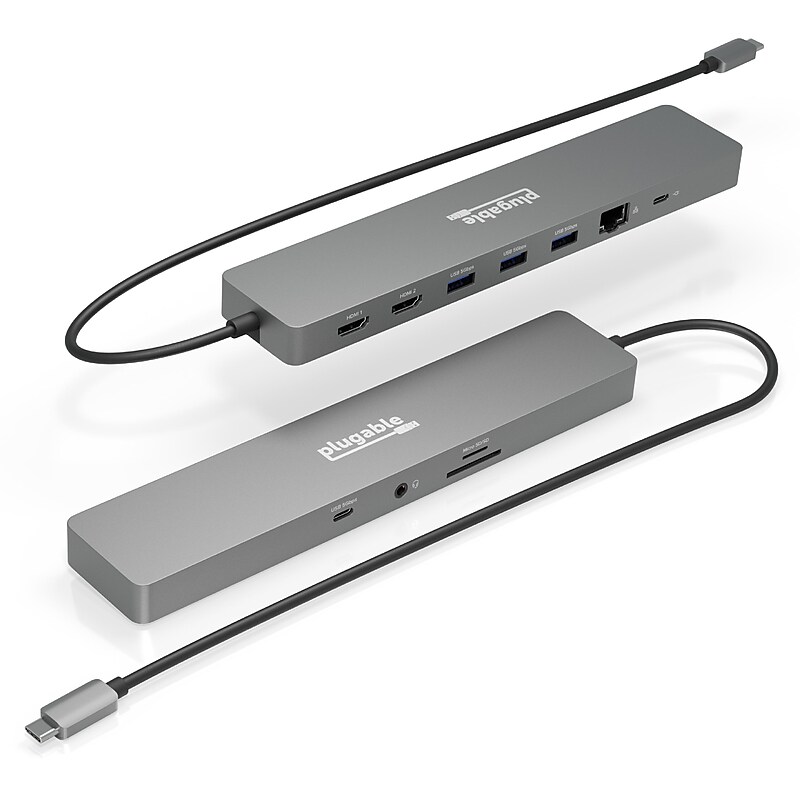 Plugable 11-in-1 USB-C Hub with Ethernet, Silver (USBC-11IN1E) image 1