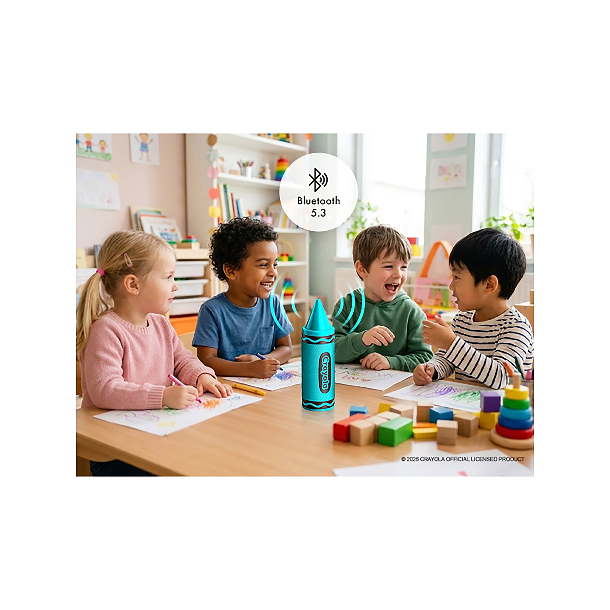 Crayola Wireless Bluetooth Portable Rechargeable Crayon Speaker with FM Radio, TWS & USB/microSD/Aux, Teal (CBT450TEL) Sansujyuku sansujyuku.com