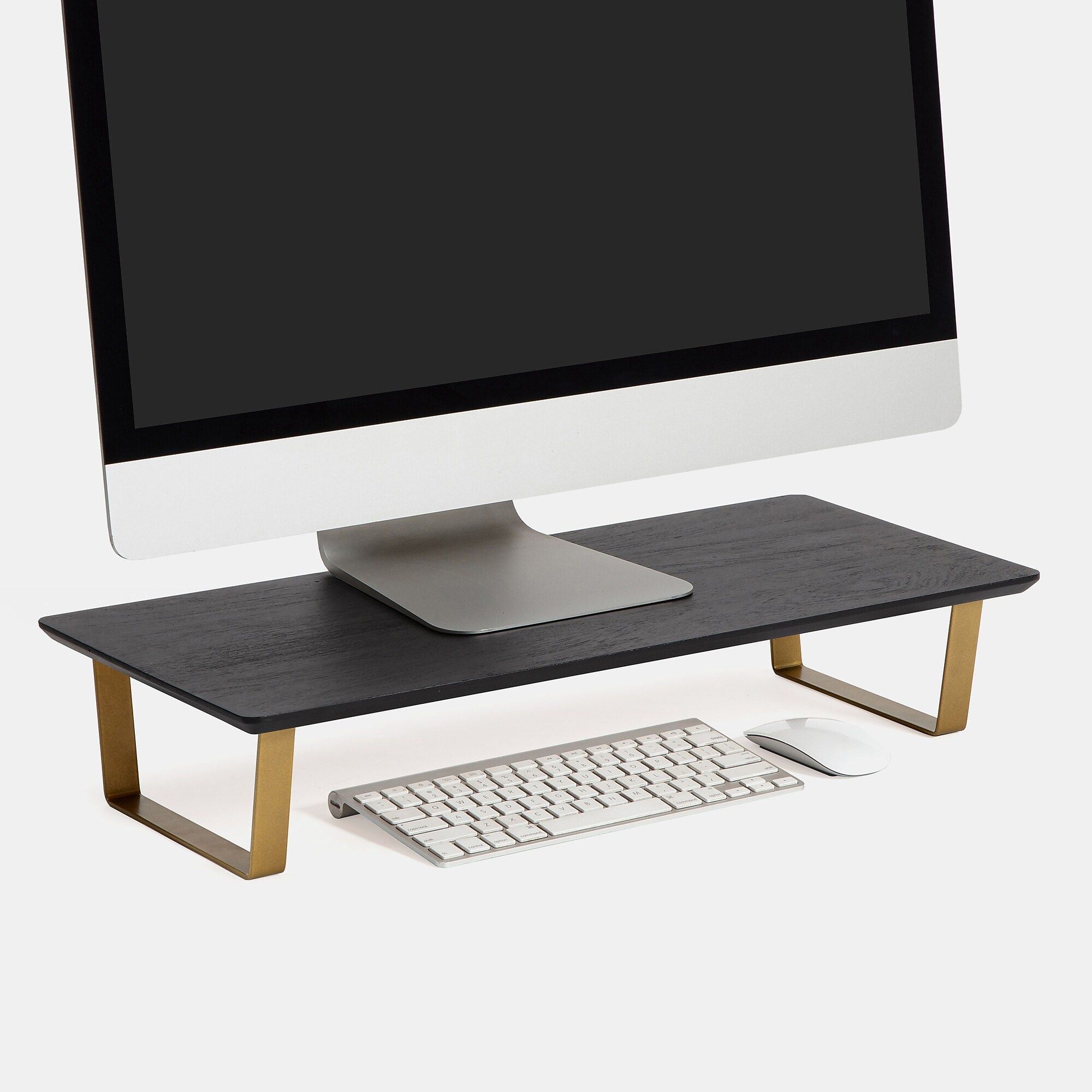 Anji Mountain Mango Wood & Metal Monitor Stand, Up to 32″ Monitor, Black and Gold (MS-BLK-06GLD) Sansujyuku sansujyuku.com