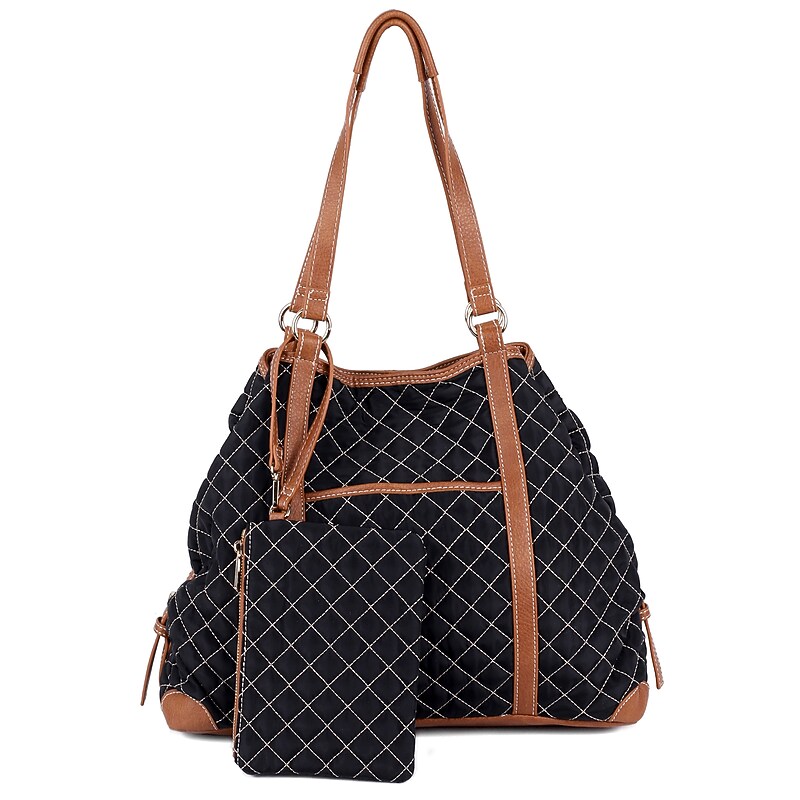 Karla Hanson Reversible Faux Leather Tote Bag, Quilted Tan Beige (U17814TNBKQ) image 1