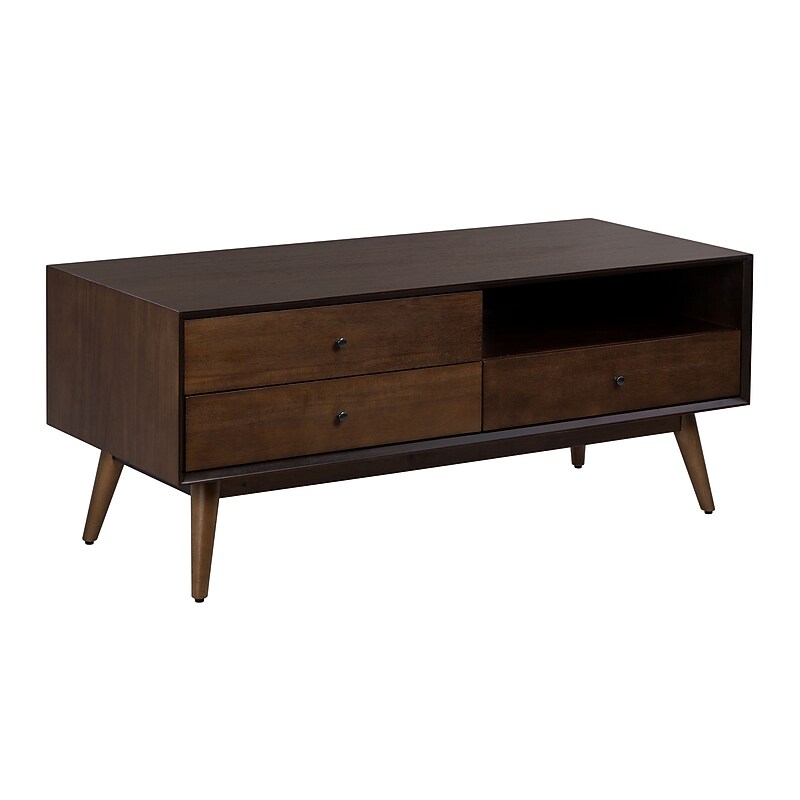 Adore Decor Brookline 47.25"W x 20"H Wood TV Stand Cabinet with 3 Drawers, Walnut Brown (FTVBROWLNR01) image 1