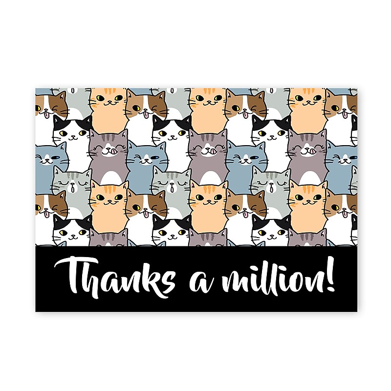 Great Papers Thanks a Million Cats General Use Thank You Notecard Kits, Multicolored, 24/Pack (2025025) image 1