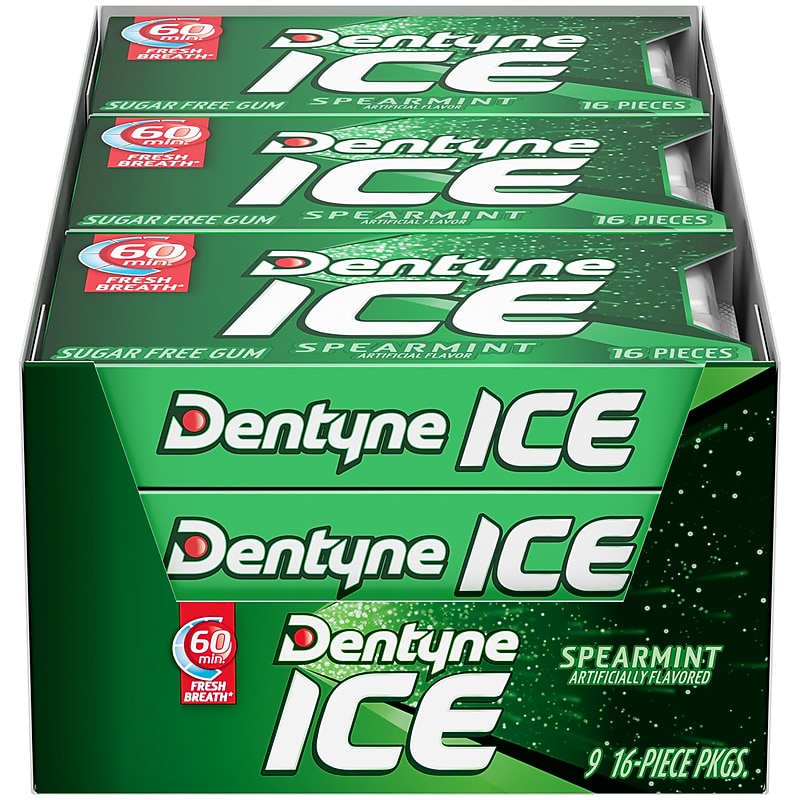 Dentyne Ice Sugar Free Spearmint Gum, 9 Packs/Box (VAM05114) image 1
