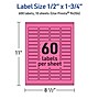 Avery Laser/Inkjet Rectangle Multipurpose Labels, 0.5" x 1.75", Bright Pink, 600/Pack (94204)~#|#~BF4FC5A0-A68A-4473-BF60604589AD3B65_sc7