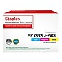 Staples 202X Remanufactured Cyan, Magenta, Yellow High Yield Toner Cartridge Replacement for HP CF500XM, 3/Pack~#|#~BF58144B-226E-4C1C-98E0A82EF6F392B5_sc7