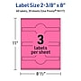 Avery Cigar Laser/Inkjet Multipurpose Labels, 2-3/8" x 8", Bright Pink (60/Pack)~#|#~BF6565F3-8281-43F7-90353CB1D63F2C1E_sc7
