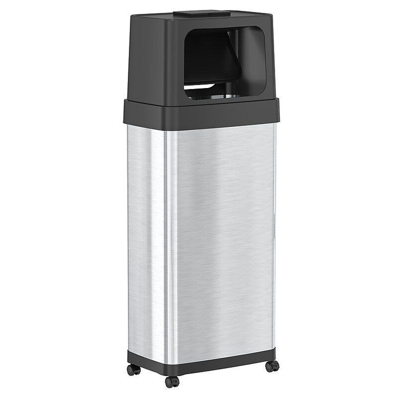 iTouchless Stainless Steel Trash Can with Dual Push Lid, 24-Gallon, Brushed (IT24DPS) image 1