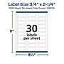 Avery Laser/Inkjet Rectangle Multipurpose Labels, .75" x 2.25", White, 1500 Labels/Box (94216)~#|#~BF6EE3B7-B0B3-4A27-80AD6899756B0616_sc7