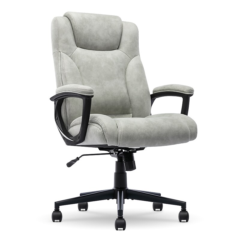 Serta Comfort Eco Ergonomic Velvet Fabric Swivel Executive Chair, Light Grey (CCHR10006A) image 1