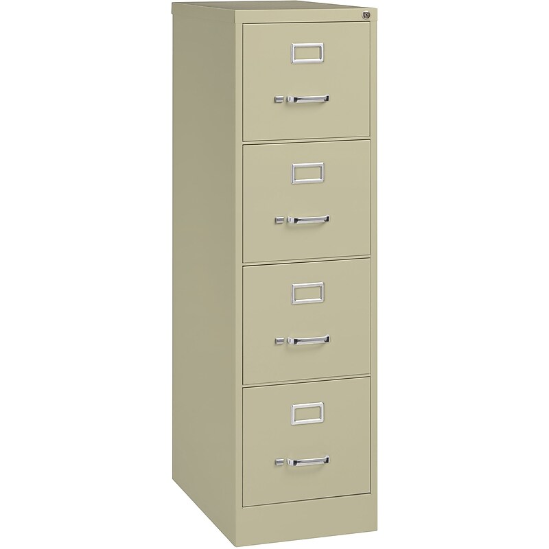 Lorell 4-Drawer Vertical File with Lock, Putty, 52"H x 15"W x 25"D (LLR60652) image 1