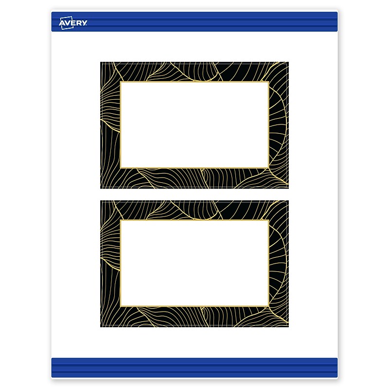 Avery Black with Gold Pattern Matte Blank Card, White, 20/Pack (S00-ETV) image 1