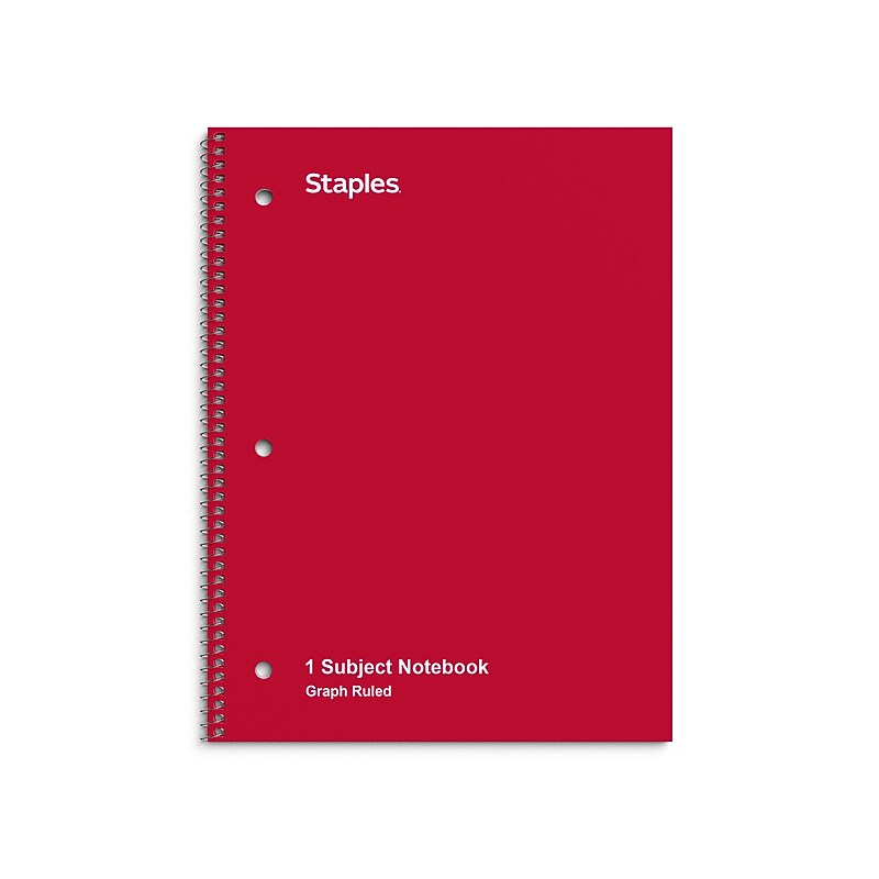 Staples 1-Subject Notebook, 8" x 10.5", Graph Ruled, Assorted Colors (40698M-US) image 1