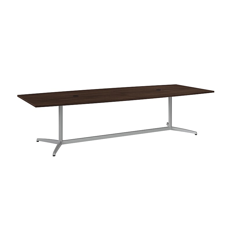 Bush Business Furniture 120W x 48D Boat Shaped Conference Table with Metal Base, Black Walnut (99TBM120BWSVK) image 1