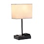 Simple Designs Rectangular Multi-Use 1 Light 15.3" LED Table Lamp with 2 USB Ports and Charging Outlet, Black/White (LT1110-WOB)~#|#~BF9BF32B-3E9B-4B1A-AD46595B099FD101_sc7
