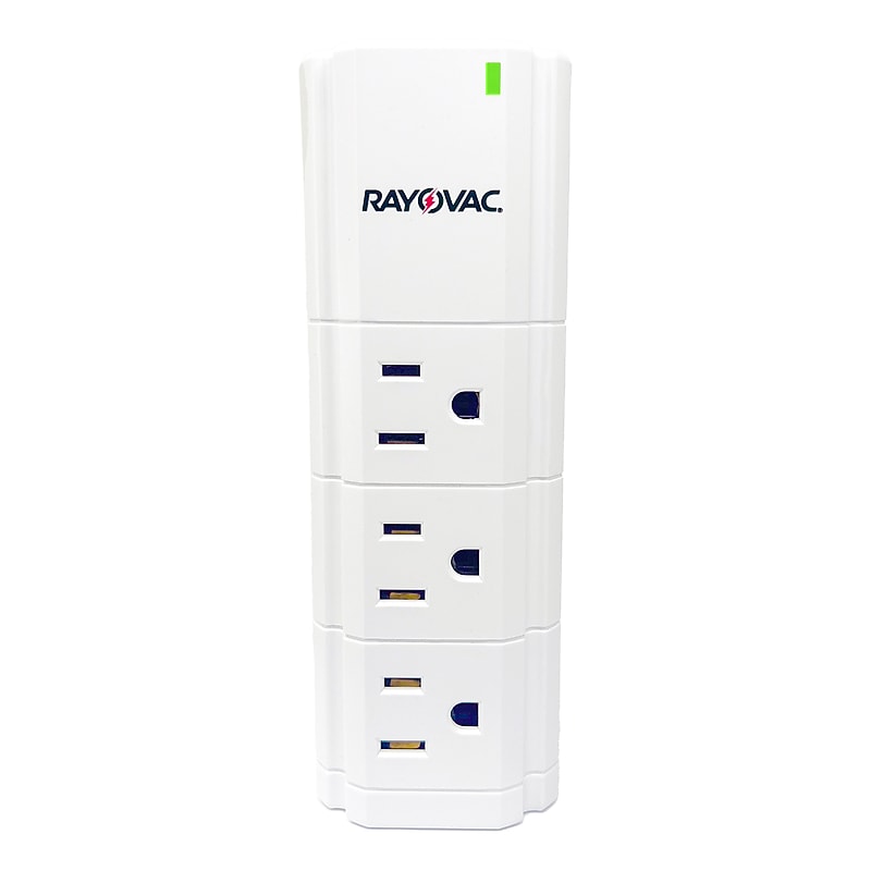 RAYOVAC 9-Outlet 2-USB Portable Power Strip Wall Tap, White (SS-Q902) image 1