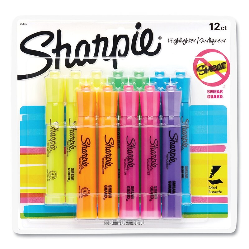 Sharpie Tank Highlighter, Chisel Tip, Assorted, Dozen (25145) image 1