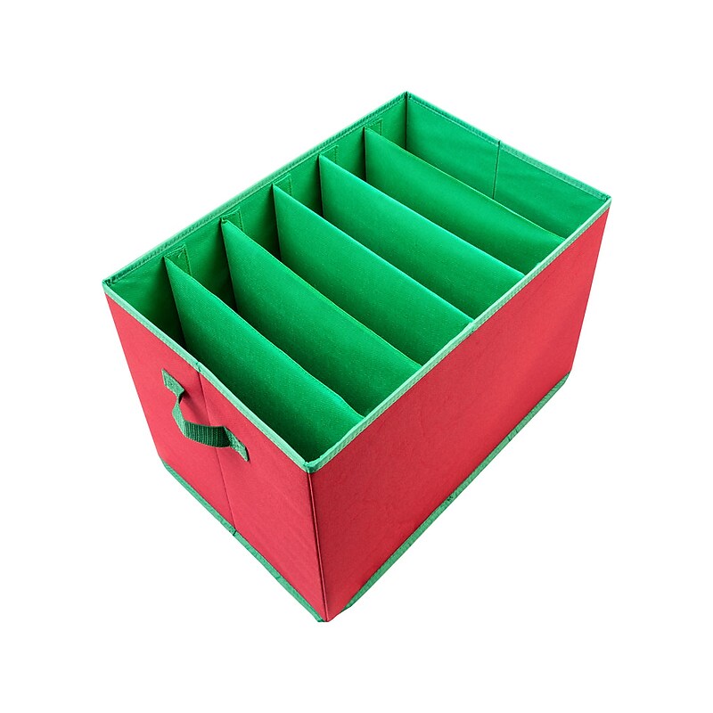 Honey-Can-Do Holiday Storage Tote with Lift-Off Lid, Red/Green (SFT-09193) image 1