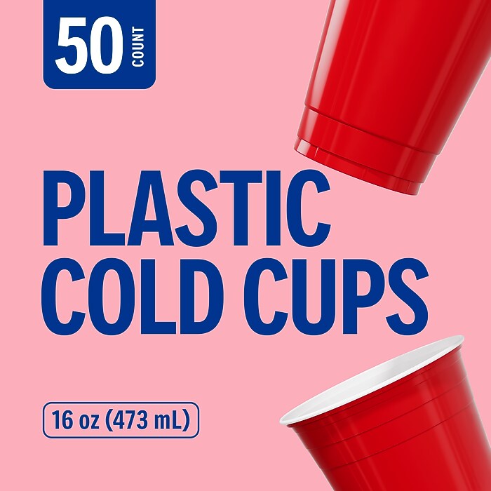 Perk™ Plastic Cold Cup, 16 Oz., Red, 50/Pack (PK54359) | Staples