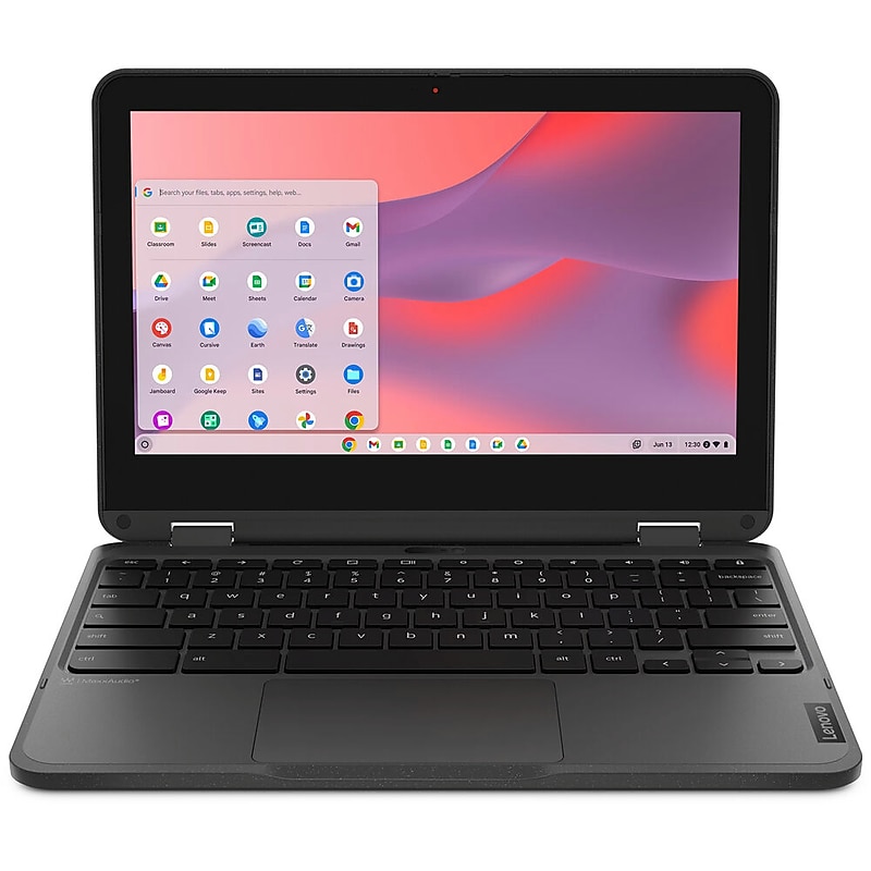Lenovo 500e Chromebook Gen 4s 11.6" LCD 2-in-1 Touchscreen Chromebook, Intel N100, 3.4GHz, 8GB RAM, eMMC 64GB, ChromeOS, Gray image 1