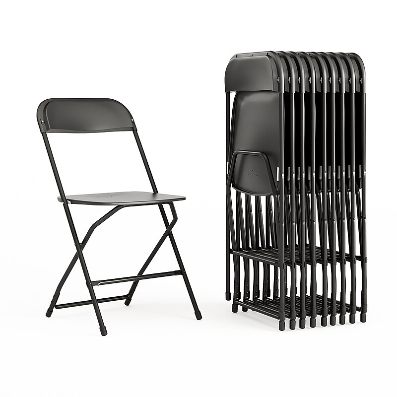 Flash Furniture HERCULES™ Plastic Armless Folding Chair, Black, 60/Pack image 1