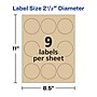 Avery Easy Peel Laser/Inkjet Round Labels, 2 1/2" Dia, Kraft Brown, 225 Labels/Pack (22808)~#|#~BFB5FEFF-BBB1-437A-AC0D76C82C43DAD0_sc7