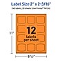 Avery Laser/Inkjet Multipurpose Square Labels, 2" x 2-3/16", Bright Orange, 240/Pack (94124)~#|#~BFB60544-64B2-44BF-A34916696A7EB457_sc7