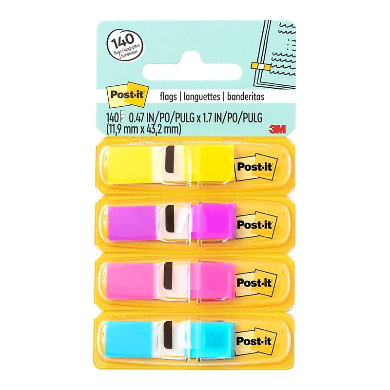 Post-it Flags, .47", Assorted Colors, 140 Flags/Pack (683-4AB) image 1