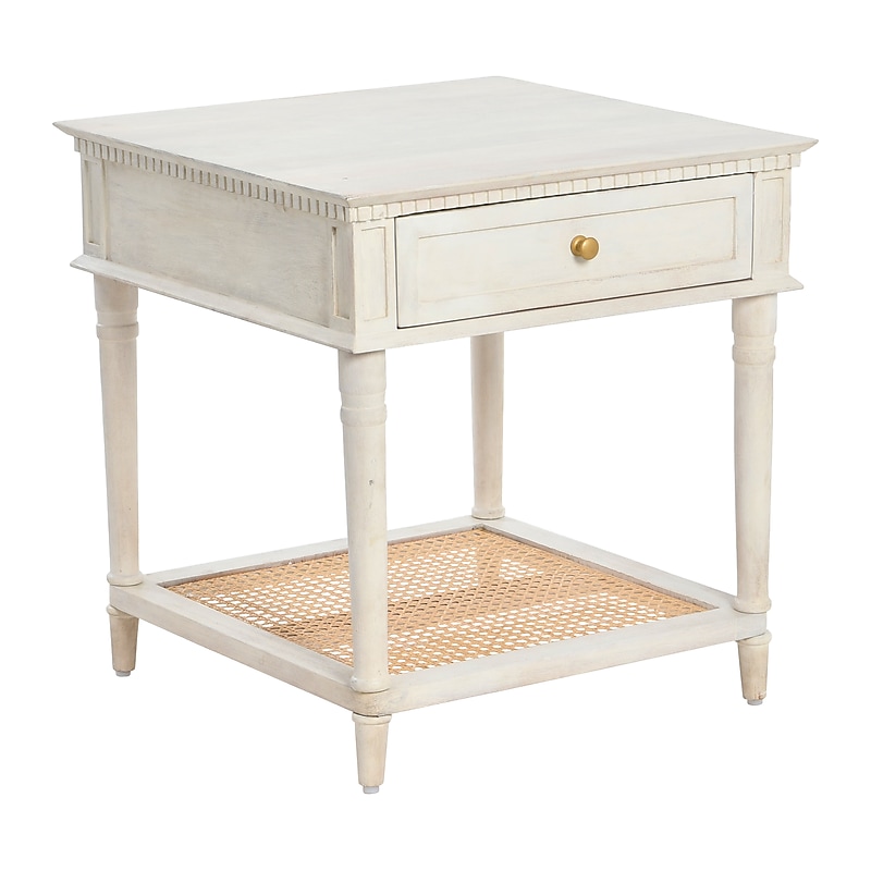 Storied Home Maxwelton Solid Wood End Table, White (EC1065) image 1