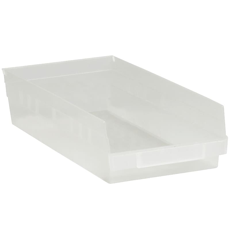 Quill Brand Small Stackable Plastic Storage Bin, 17.875" x 4"x 8.375", Clear, 10/Carton (BINPS113CL) image 1