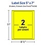 Avery Laser/Inkjet Multipurpose Rectangle Labels, 5" x 7", Neon Yellow, 20/Pack (94258)~#|#~BFD00C4A-D1AC-4F1C-B2D1913ECE96E287_sc7