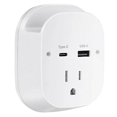 Ciao Tech Travel Charger Surge Protector Wall Tap with 2-USB Ports & Cellphone Holder, 540-Joules, White (CPATT00-071) Simolary simolary.com